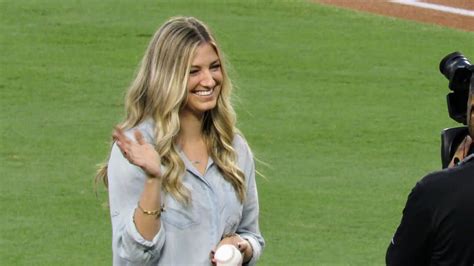 Cody Bellinger's Sister 1st Pitch on His Bobblehead Night - YouTube