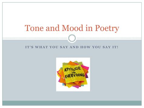 Tone and Mood of a poem