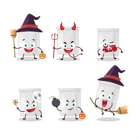 Halloween expression emoticons with cartoon character of science bottle ...