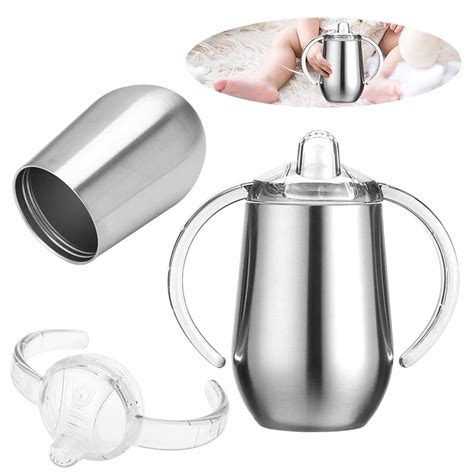 EIMELI Stainless Steel Sippy Cups, 10 oz BPA Free Double Wall Vacuum Insulated Baby Sippy Cup ...