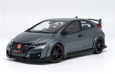 1:18 Diecast Model for Honda Civic TYPE R 2016 Gray Alloy Toy Car Miniature Collection Gifts ...