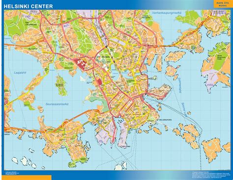 Helsinki downtown wall map | Wall maps of countries of the World