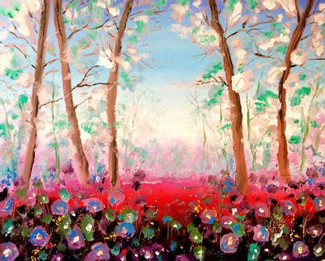 Flowers in the forest IV | Painting, Acrylic painting canvas, Art