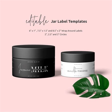 Cosmetics Jar Label Template - Minimal Body Product Labels - DIY