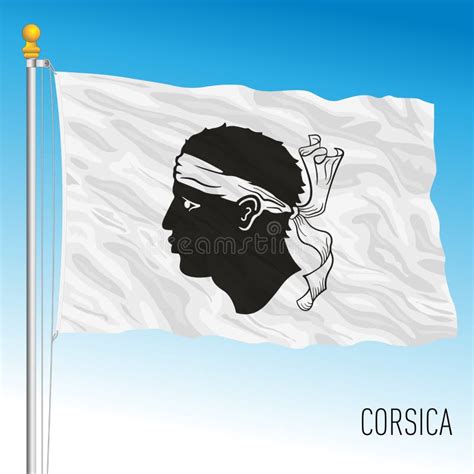 Corsica Regional Flag, France, Vector Illustration Stock Vector - Illustration of emblem, motion ...