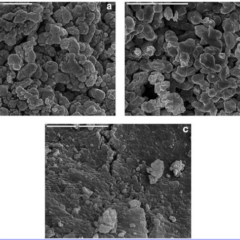 (a–c) Morphology of CaO surface (with a scale of 5 lm at: (a) room ...