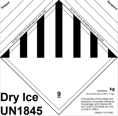 Printable Dry Ice Shipping Label