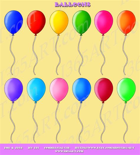 Party Balloon Clipart Balloon Clip Art Assorted Colors | Etsy