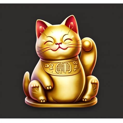 Premium AI Image | A close up of a gold cat statue on a black ...