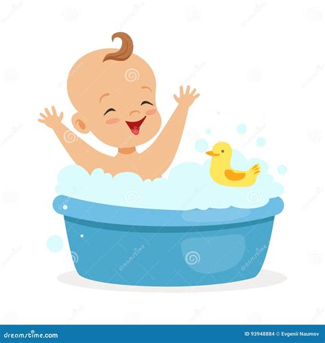 Happy Cartoon Baby Kid In Bath Tub Cartoon Vector | CartoonDealer.com ...