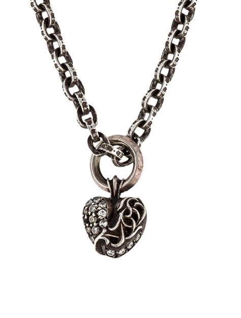 Chrome Hearts Diamond Heart Pendant Necklace - Brooches - CHH22641 | The RealReal