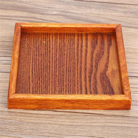 Mgaxyff Food Serving Tray,Small Portable Square Shape Solid Wood Tea ...