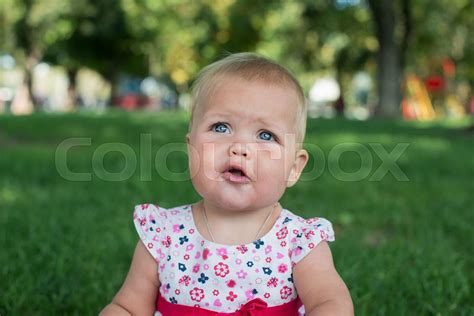 Funny kid with the big eyes close up | Stock image | Colourbox