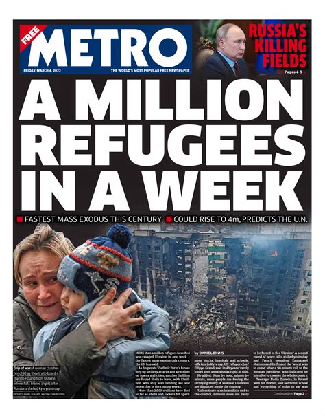 Metro Newspaper UK on Twitter: "Friday's front page: A MILLION REFUGEES ...