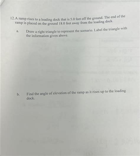 Solved A ramp rises to a loading dock that is 5.0 ﻿feet off | Chegg.com