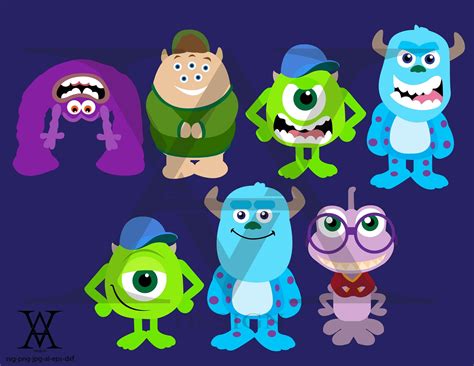 Monsters inc university characters clipart vector. INSTANT | Etsy