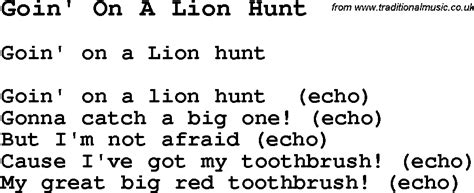 Summer Camp Song, Goin' On A Lion Hunt, with lyrics and chords for ...