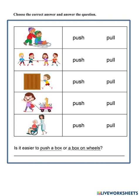 Push and Pull online worksheet for Grade 1. You can do the exercises ...