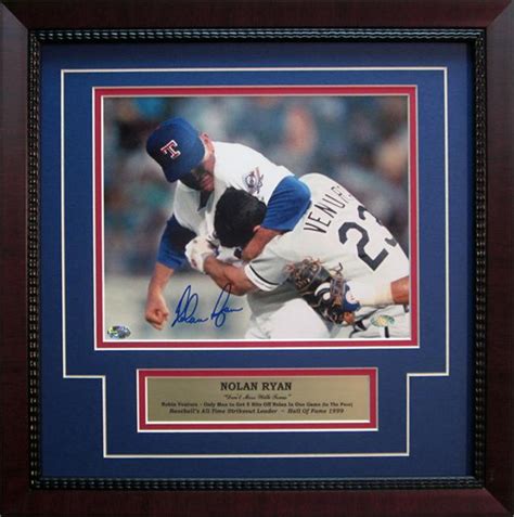 Texas Rangers Nolan Ryan Fight with Robin Ventura Autographed 8x10 Photograph