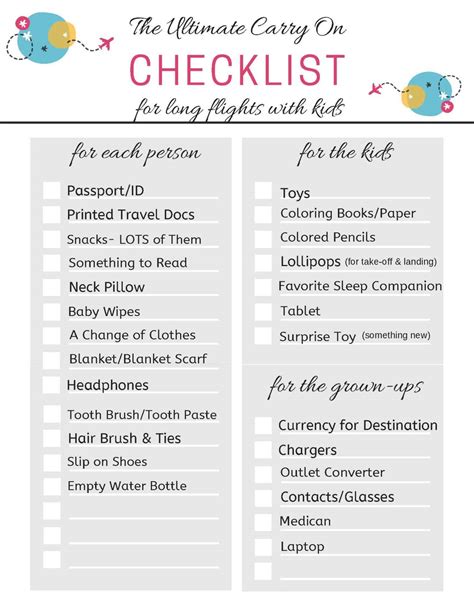 The Ultimate Carry On Checklist for Long Flights with Kids - ali-ish