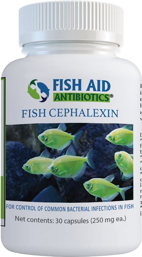 FISH AID ANTIBIOTICS Cephalexin Capsules Fish Medication, 250-mg, 30 count - Chewy.com