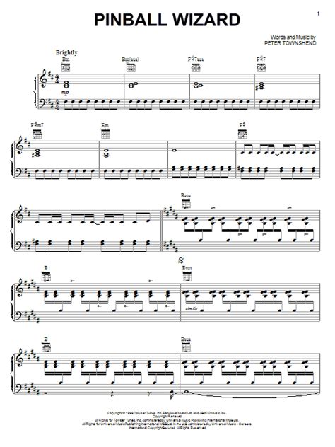 Pinball Wizard by The Who Sheet Music for Piano, Vocal & Guitar Chords (Right-Hand Melody) at ...