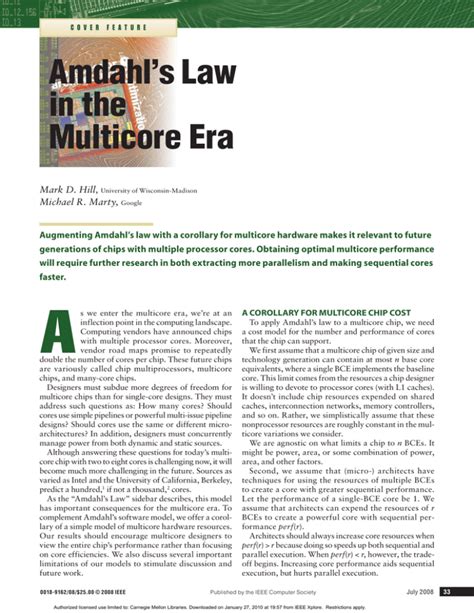 Amdahl’s Law in the Multicore Era