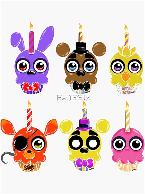 "FNAF Cupcakes (6)" Sticker for Sale by Bat13SJx | Redbubble