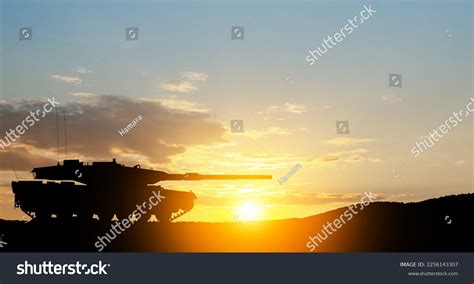 Silhouette Army Tank Sunset Sky Background Stock Photo 2256143307 | Shutterstock