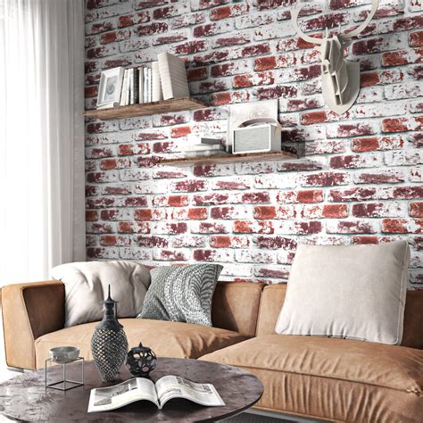 Red Brick Wallpaper Bedroom