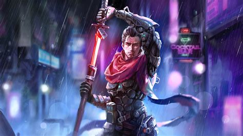 1920x1080 Resolution Cyborg with Sword Cyberpunk 1080P Laptop Full HD ...