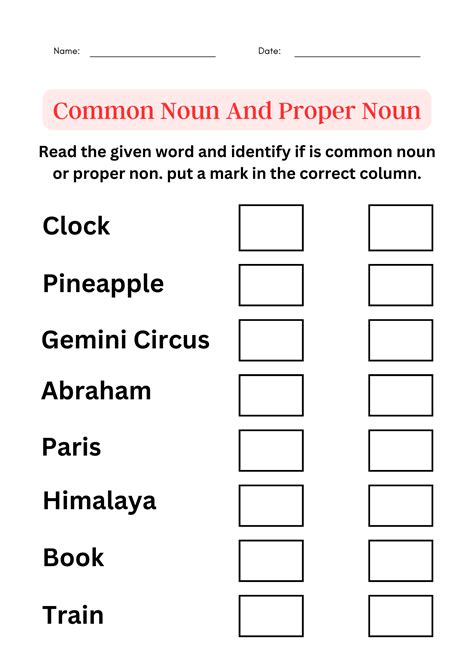 nouns, common nouns and proper nouns worksheets for grade 1, 2, 3 | Made By Teachers