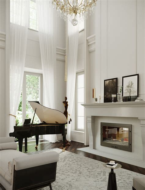 fireplace room in classical style :: Behance