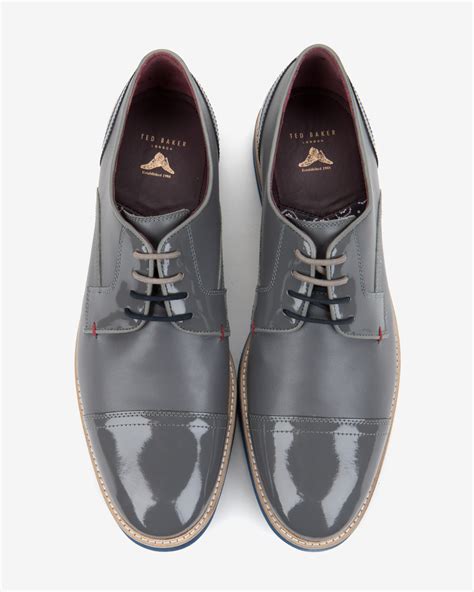 Ted Baker Textured Leather Derby Shoes in Gray for Men - Lyst