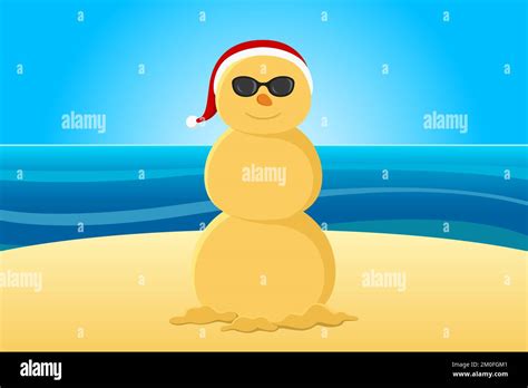 Sand snowman on beach. Vector illustration Stock Vector Image & Art - Alamy