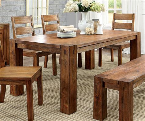 Dark Oak Dining Table with Chairs and Bench