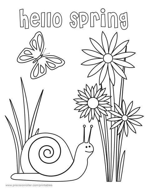 Hello Spring Coloring Page - Precision Printables