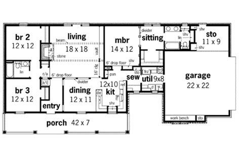 Country Style House Plan - 3 Beds 2 Baths 1600 Sq/Ft Plan #45-115 ...