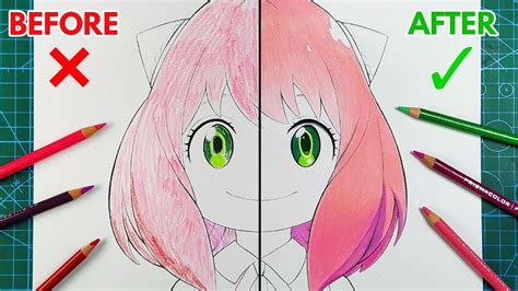 HOW TO COLOR ANIME HAIR USING COLORED PENCILS - YouTube