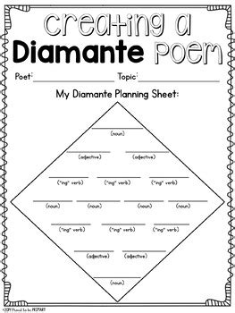 Diamante Poem For Kids Template