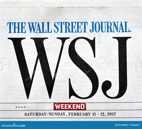 The Wall Street Journal Newspaper Logo Editorial Photography - Image of ...