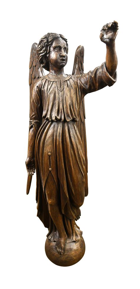 carved wood angel statue — ARCHITECTURAL ANTIQUES