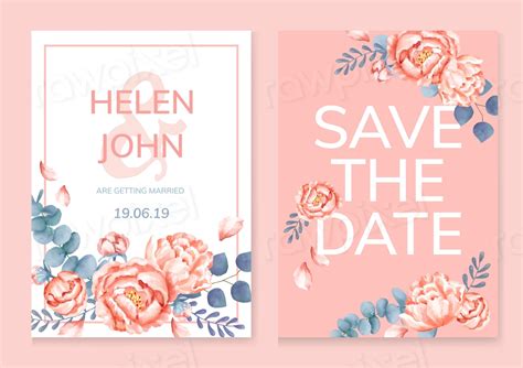 Pink themed floral wedding card | Premium Vector - rawpixel