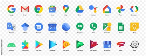 Vecteur Stock Google app icons set. Isolated Google Logos vector ...