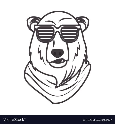 Funny bear grizzly with sunglasses cool style Vector Image