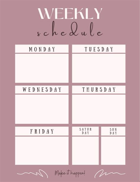 Weekly Schedule Template | Schedule template, Checklist template ...