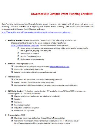 50+ SAMPLE Event Checklist Templates in PDF MS Word