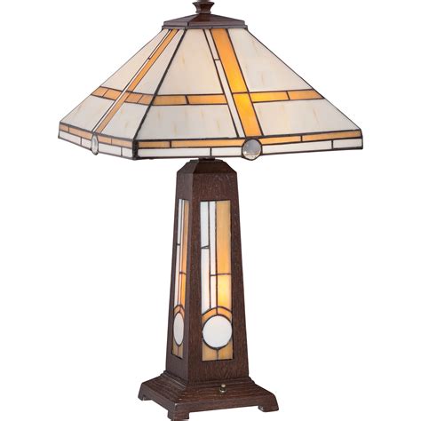 Quoizel TF1700T - Tiffany Table Lamp 24"H x 16"D 3-Light Brown Wood Grain | eBay