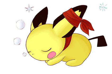 free download | Sleeping Pichu- SO CUTE!!!, cute, red bandanna, brown, anime, yellow, pokemon ...