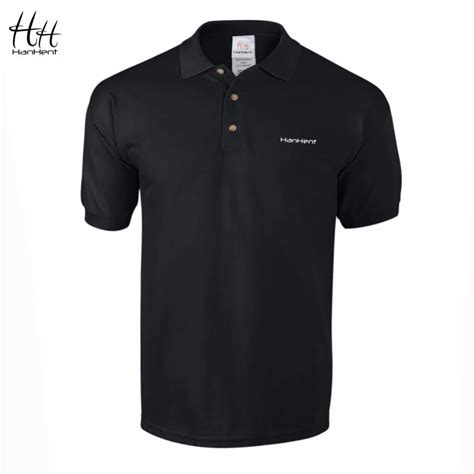 HanHent Embroidery Logo Polo Shirt Men 100% Cotton Business Casual shirt Office Short Sleeve ...